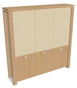 Dulap înalt Verno+ S 200 x 46 x 210 cm, uși combinate, stejar deschis / vanilie