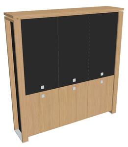 Dulap înalt Verno+ S 200 x 46 x 210 cm, uși combinate, stejar deschis / negru