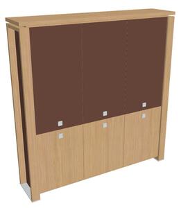 Dulap înalt Verno+ S 200 x 46 x 210 cm, uși combinate, stejar deschis / maro