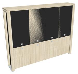 Dulap înalt Verno+ S 260 x 46 x 210 cm, uși combinate, salcâm / negru