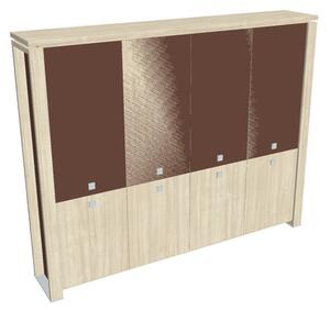 Dulap înalt Verno+ S 260 x 46 x 210 cm, uși combinate, salcâm / maro
