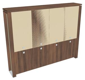 Dulap înalt Verno+ S 260 x 46 x 210 cm, uși combinate, nuc / vanilie