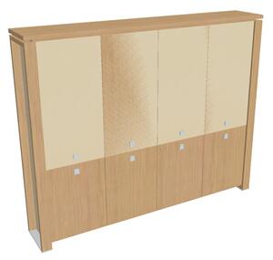 Dulap înalt Verno+ S 260 x 46 x 210 cm, uși combinate, stejar deschis / vanilie