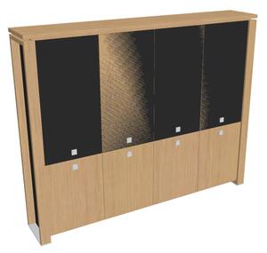 Dulap înalt Verno+ S 260 x 46 x 210 cm, uși combinate, stejar deschis / negru
