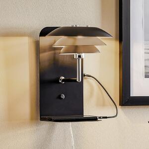 Dyberg Larsen DL20 USB Shelf aplică, neagră, reglabil, Negru, dormitor, Metal, Scandinavă