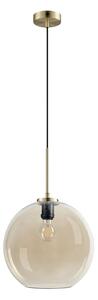 Dyberg Larsen Lampă de suspendare Loop 30 cm chihlimbar/alamă, reglabil, Auriu / Alamă, Camera de zi / sufragerie, Sticlă