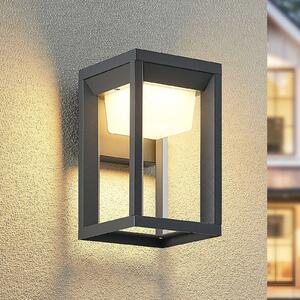 PRIOS Prios LED lampă de perete pentru exterior Gamion, antracit, metal, IP54, Gri, Metal, Modern, Soclu de perete jos