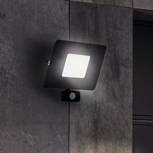 EGLO Proiector LED exterior Faedo 3, senzor, negru, 50W, Negru, Metal, Modern