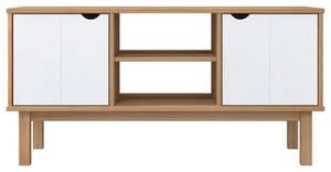 Dulap TV OTTA, maro și alb, 113,5x43x57 cm, lemn masiv de pin