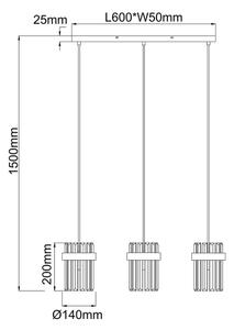 VETRO Lustră suspendată pe cablu 3xE14/10W/230V aurie