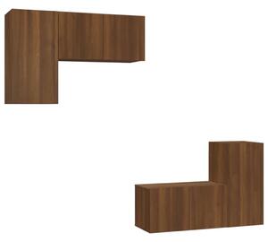 Set dulapuri TV, 4 piese, stejar maro, lemn prelucrat