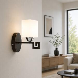 Aplica Elada 60W Alb Wenge - Corp Iluminat Perete Modern, Design Elegant din Sticla Mata si Metal, Ideala pentru Ambient Cald si Relaxant Acasa