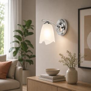 Aplica Tania Crom Alb 16x19 cm 1xE27 60W Corp Metalic Sticla Corp Iluminat Perete Modern Minimalist Eleganta Discreta Lumina Difuza Design Rafinat