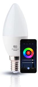 Bec LED Smart Pulsar Lumanare C37 6W E14 RGB CCT WiFi Bluetooth pentru Candelabre, Control Vocal Tuya, Eficienta Energetica, Iluminat Colorat