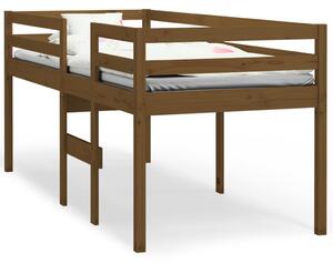 Pat înalt de dormitor, maro, 90x200 cm, lemn masiv de pin