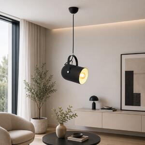 Pendul Catia Oktay negru 15x120cm, corp iluminat interior minimalist din metal si sticla cu dulie E27, ideal pentru bucatarii moderne si baruri