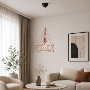 Pendul Piramit Modern Negru Cupru 32x90cm Metal Sticla Corp Iluminat Interior Industrial E27 Design Geometric Elegant Pentru Living Dormitor