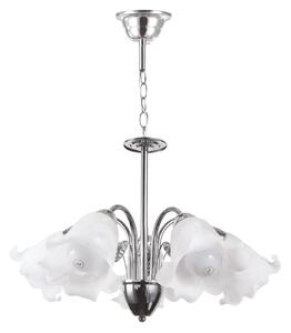 Lustra Lylian Moderna Alb si Crom 5xE27 60W pentru Living, Corp Iluminat Metalic Premium 5.3x4.9x5.8 cm, Design Elegant si Lumina Uniforma Acasa