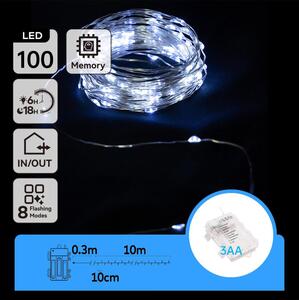Aigostar - Ghirlandă LED pentru exterior 100xLED/8 funcții 10,3m IP44 alb rece