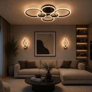 Lustră LED Erste Lumia 90W 6300lm 810x580x135mm Negru Mat, 3CCT Dimabilă cu Telecomandă, Corp Iluminat Modern Elegant pentru Living și Dining