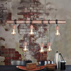 EGLO Townshend 4 lampă suspendată în maro închis, reglabil, Maro / Rugină, Camera de zi / sufragerie, Metal, Design industrial