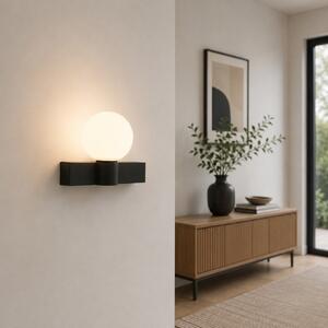 Aplica perete Erste Glace design bicolor negru alb, corp iluminat modern interior soclu E27, lampă decorativă minimalistă rafinată, 1 sursă lumină