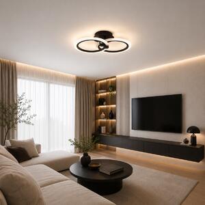 Aplica LED Erste Pearl 30W Negru Mat, Design Modern 410x250x115mm, 3CCT Temperatura Reglabila, Iluminat Decorativ cu Telecomanda pentru Interior