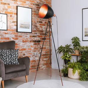 EGLO Chester lampadar în negru/cupru, Negru, Camera de zi / sufragerie, Metal, Viața tânără