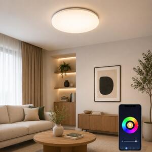 Plafoniera Smart Pulsar Joy WiFi RGB+CCT 20W 1400LM, Iluminat LED Controlabil prin Aplicatie Tuya, Temperatura Reglabila 2700K-6500K Design Modern