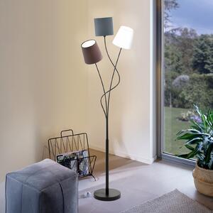 EGLO Maronda lampadar cu trei abajururi textile, Negru, Camera de zi / sufragerie, Metal, Modern
