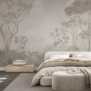Tapet O pădure ușor cețoasă, în nuanțe neutre delicate, Imagini de fundal unice, w05700v1 : Uwalls.ro