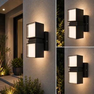 Aplica LED Exterior Erste Elan 18W 4000K IP65 Negru Mat 140x97x232mm Corp Iluminat Perete Modern Fatada Casa Rezistent la Apa si Praf Eficient