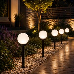Set 12 Lampi Solare Erste Lumio 33cm, Lumina Neutra 4000K, Cub 10x10cm, Iluminat Exterior LED Modern, Gradina Eleganta, Fara Cabluri, Eficiente