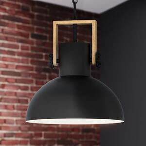 EGLO Lubenham lampă suspendată cu abajur metalic, reglabil, Negru, Camera de zi / sufragerie, Metal, Design industrial
