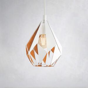EGLO Carlton 1 lampă suspendată, alb-aurie, Ø 20,5cm, reglabil, Alb, Camera de zi / sufragerie, Metal, Vintage