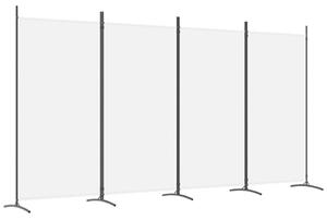 Paravan de cameră cu 4 panouri, alb, 346x180 cm, textil