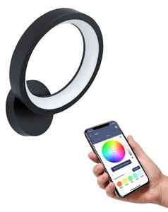 EGLO connect Marghera-Z aplică de perete LED, reglabil, Negru, Camera de zi / sufragerie, Metal, Modern
