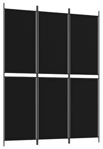 Paravan de cameră cu 3 panouri, negru, 150x200 cm, textil