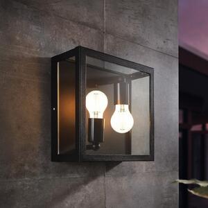 EGLO Alamonte 1 aplică exterior 2 becuri up/down pătrat, reglabil, Negru, Metal, Modern