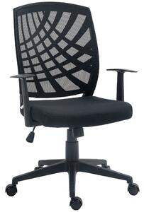 HOMCOM Scaun de Birou Ergonomic cu Înălțime Reglabilă, Scaun de Birou Pivotant din Țesătură Respirabilă, 58x56x106.5 cm, Negru | Aosom Romania