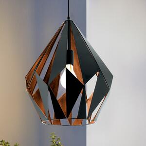 EGLO Lampă suspendată Carlton, negru/cupru, Ø 38,5 cm, reglabil, Negru, Camera de zi / sufragerie, Metal, Vintage