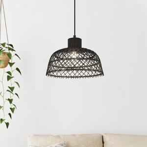 EGLO Lampă suspendată Ausnby din lemn, negru, reglabil, Negru, Camera de zi / sufragerie, Lemn, Vintage