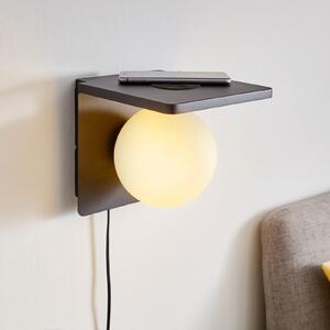 EGLO Aplică de perete Ciglie cu funcție încărcare QI, Negru, Camera de zi / sufragerie, Metal, Modern