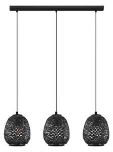 EGLO Lampă suspendată Dembleby, 3 becuri, negru, reglabil, Negru, Camera de zi / sufragerie, Lemn