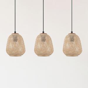 EGLO Lampă suspendată Dembleby, 3 becuri, natur, reglabil, Lemn, Camera de zi / sufragerie, Lemn