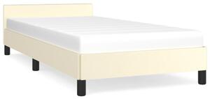 Cadru de pat cu tăblie, crem, 90x200 cm, piele ecologică