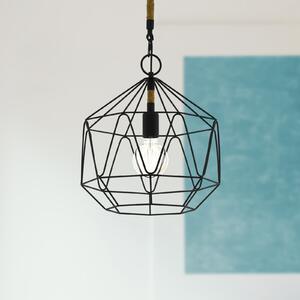 EGLO Lampă suspendată Cottingham, colivie, 1 bec, reglabil, Negru, Camera de zi / sufragerie, Metal, Vintage