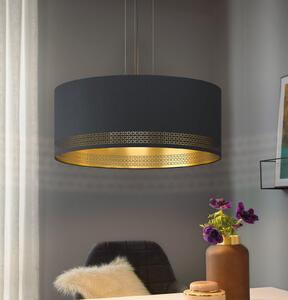 EGLO Lampă suspendată Esteperra, negru/auriu, Ø 53 cm, reglabil, Negru, Camera de zi / sufragerie, Țesătură / Textil, Modern