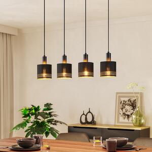 EGLO Lampă suspendată Esteperra, negru/auriu, 4 becuri, reglabil, Negru, Camera de zi / sufragerie, Țesătură / Textil, Modern