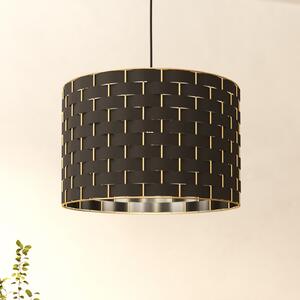 EGLO Lampă suspendată Marasales din material textil, Ø 38 cm, reglabil, Negru, Camera de zi / sufragerie, Țesătură / Textil